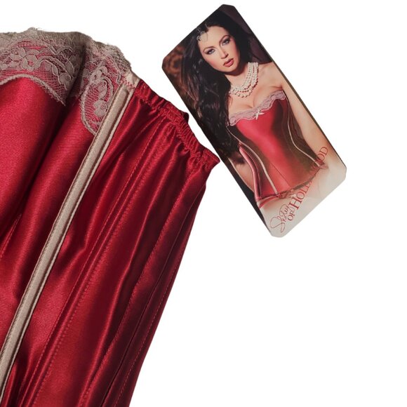 Red Satin Bustier Corset Set – Size 34 (NWT) - Picture 5 of 11